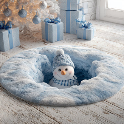 Velvet Snowman Burrow Round Carpet NCU0HH1281