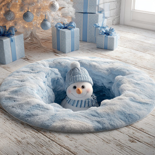 Velvet Snowman Burrow Round Carpet NCU0HH1281