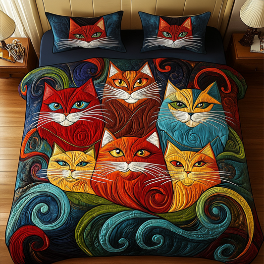 Velvet Whiskers 3-Piece Quilted Bedding Set NCU0VH857