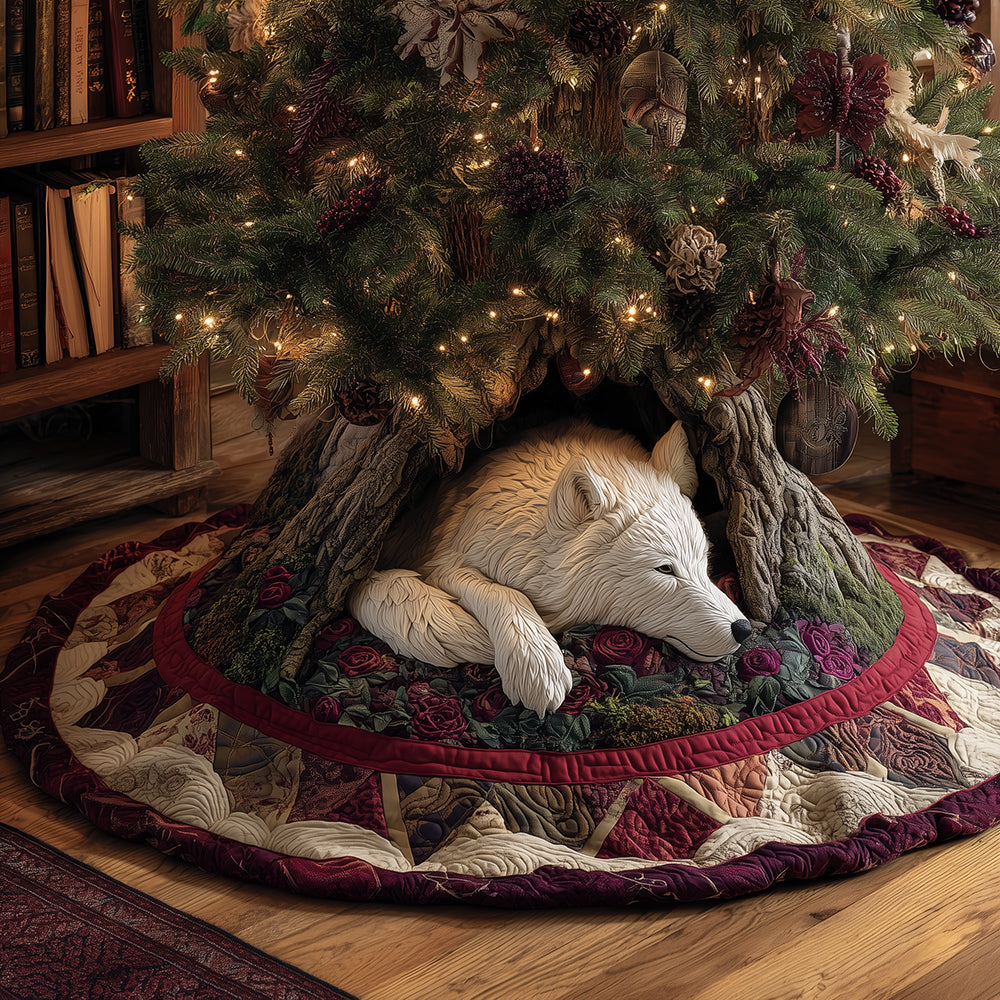 Velvet Wolf Rest Christmas Quilted Tree Skirt NCU0TH3788