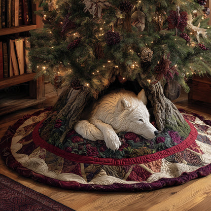 Velvet Wolf Rest Christmas Quilted Tree Skirt NCU0TH3788