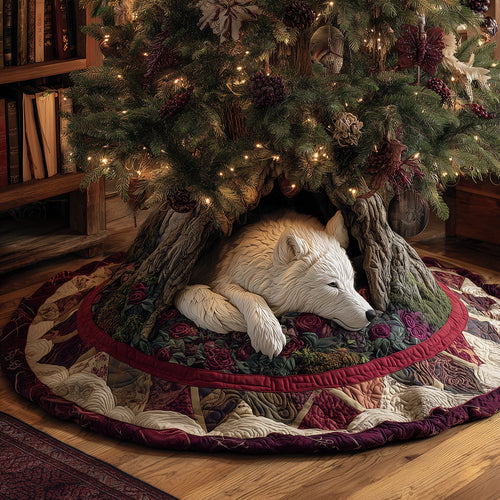Velvet Wolf Rest Christmas Quilted Tree Skirt NCU0TH3788