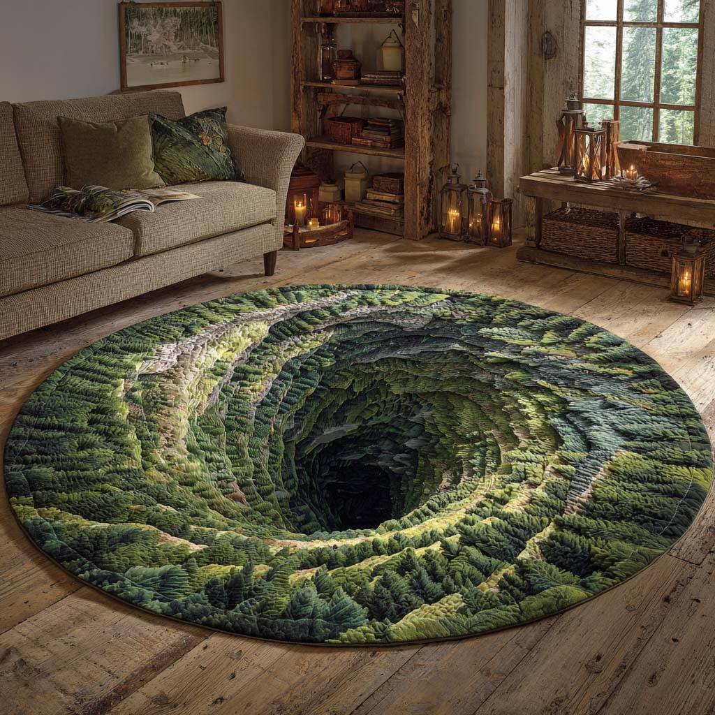 Verdant Abyss Quilted Round Mat NCU0XD1079