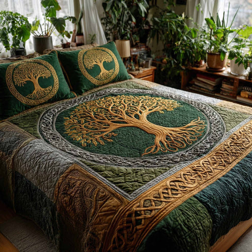 Verdant Circle 3-Piece Quilted Bedding Set NCU0XD2392