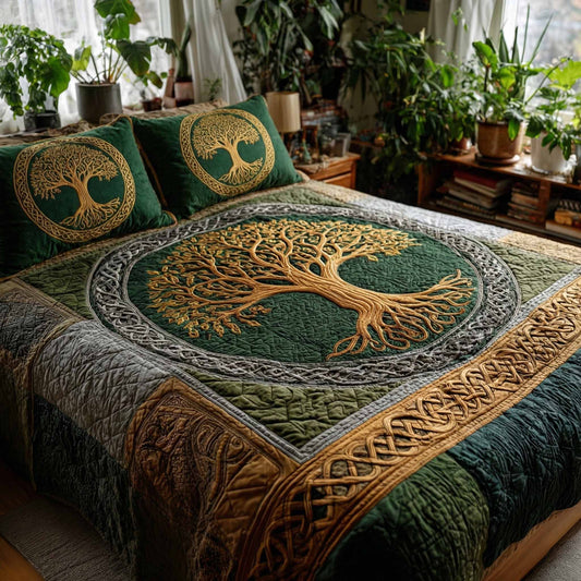 Verdant Circle 3-Piece Quilted Bedding Set NCU0XD2392