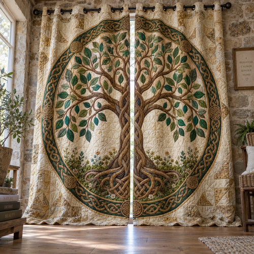 Verdant Circle Roots Quilted Curtains NCU0VL3990