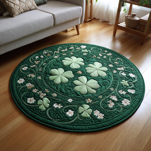 Verdant Floral Swirl Quilted Round Mat NCU0HH1706