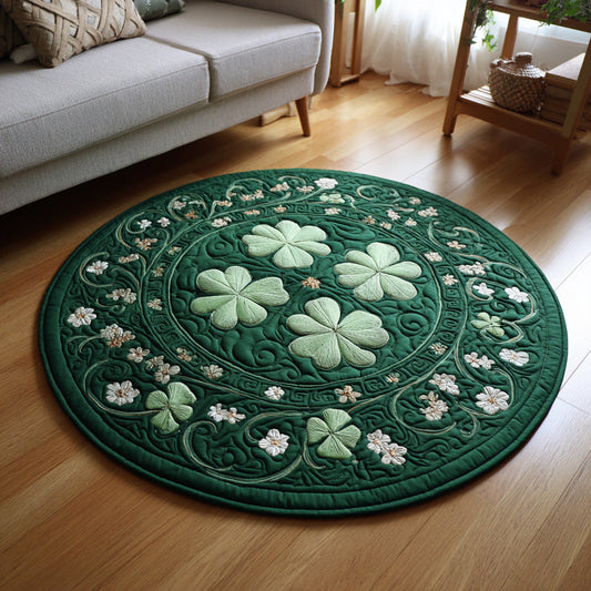 Verdant Floral Swirl Quilted Round Mat NCU0HH1706