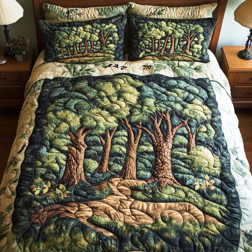 Verdant Haven 3-Piece Quilted Bedding Set NCU0DK7066