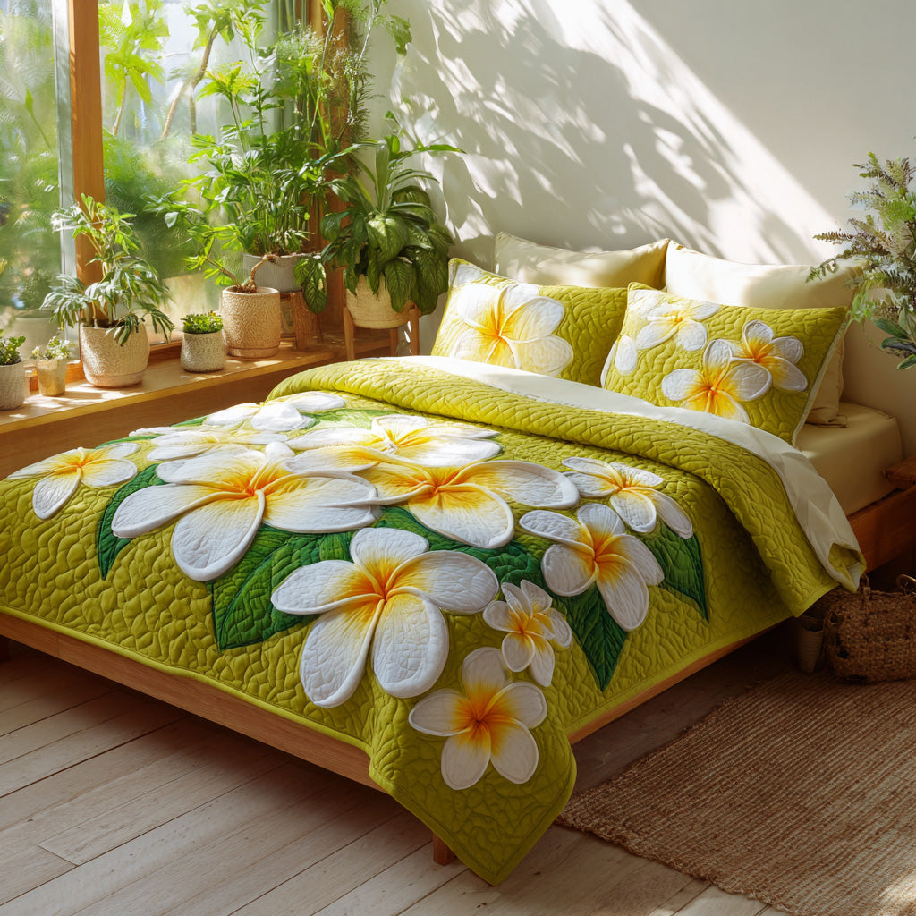 Verdant Petal 3-Piece Quilted Bedding Set NCU0VL3563