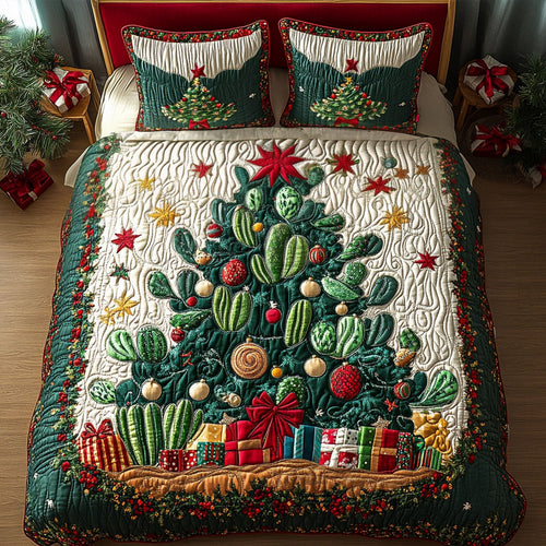 Verdant Succulents 3-Piece Quilted Bedding Set NCU0PT2576