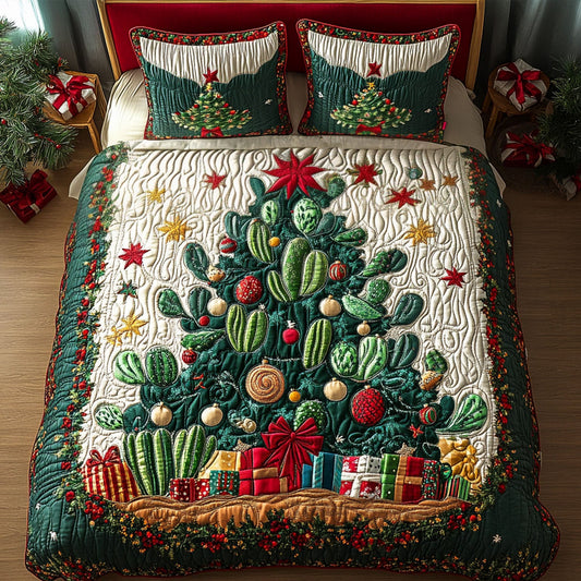 Verdant Succulents 3-Piece Quilted Bedding Set NCU0PT2576