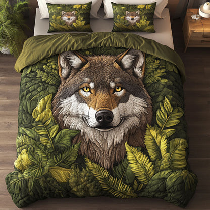 Verdant Wolf 3-Piece Quilted Bedding Set NCU0NT3860
