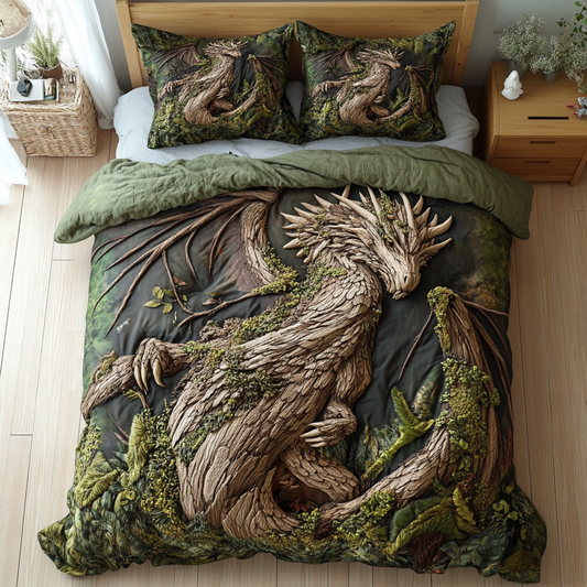 Verdant Wyrm 3-Piece Quilted Bedding Set NCU0VH5913