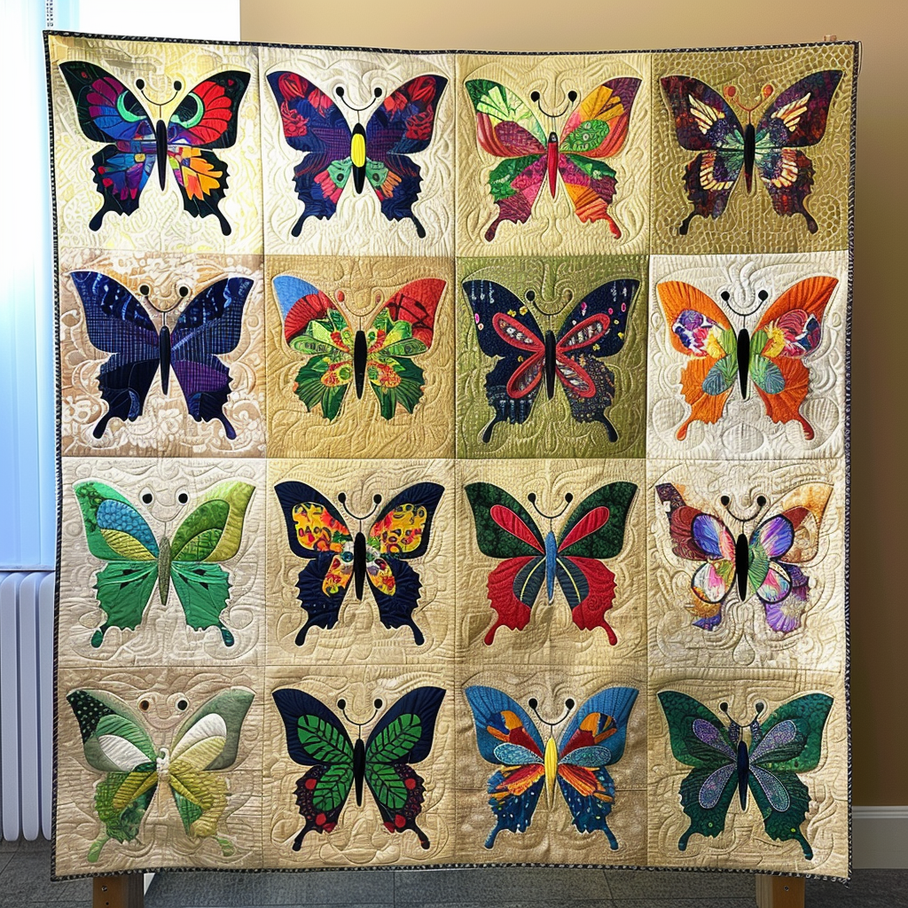 Vibrant Butterflies Quilted Blanket NCU0VL062