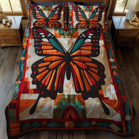 Vibrant Butterfly 3-Piece Quilted Bedding Set NCU0VL136