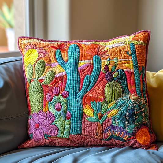 Vibrant Cactus Quilted Pillow Case NCU0DV294