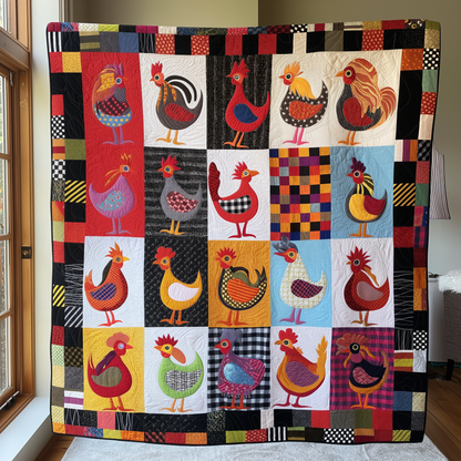 Vibrant Chicken Patch Quilted Blanket NCU0TL249