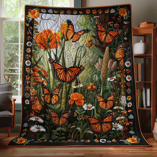 Vibrant Monarch Butterflies Quilted Blanket NCU0VL009