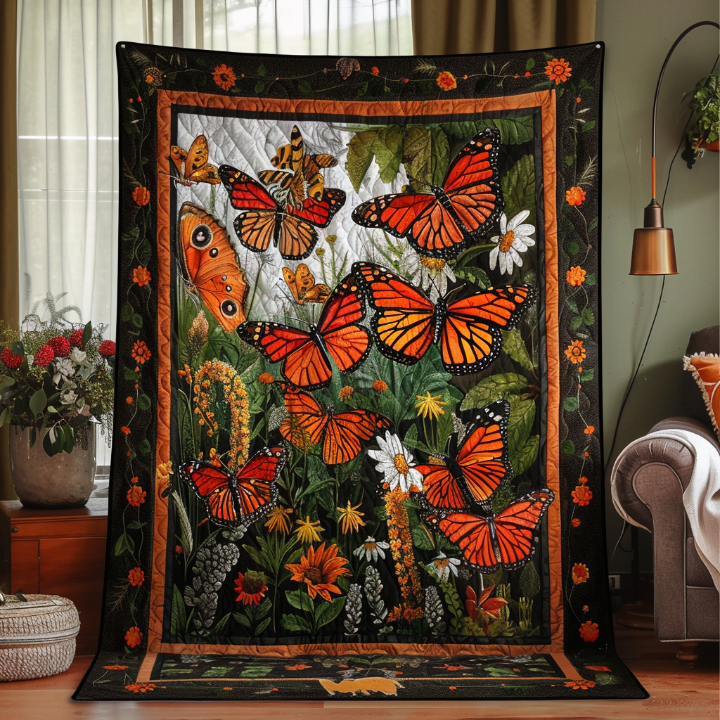 Vibrant Monarch Butterflies Quilted Blanket NCU0VL010