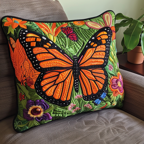 Vibrant Monarch Butterfly Quilted Pillow Case NCU0VL071