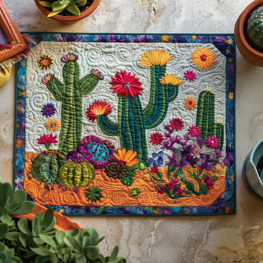 Vibrant Succulent Cactus Quilted Place Mat NCU0PD132