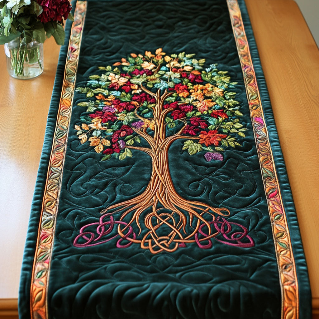 Vibrant Autumn Tree Quilted Table Runner NCU0NT4285