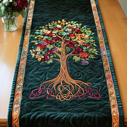 Vibrant Autumn Tree Quilted Table Runner NCU0NT4285