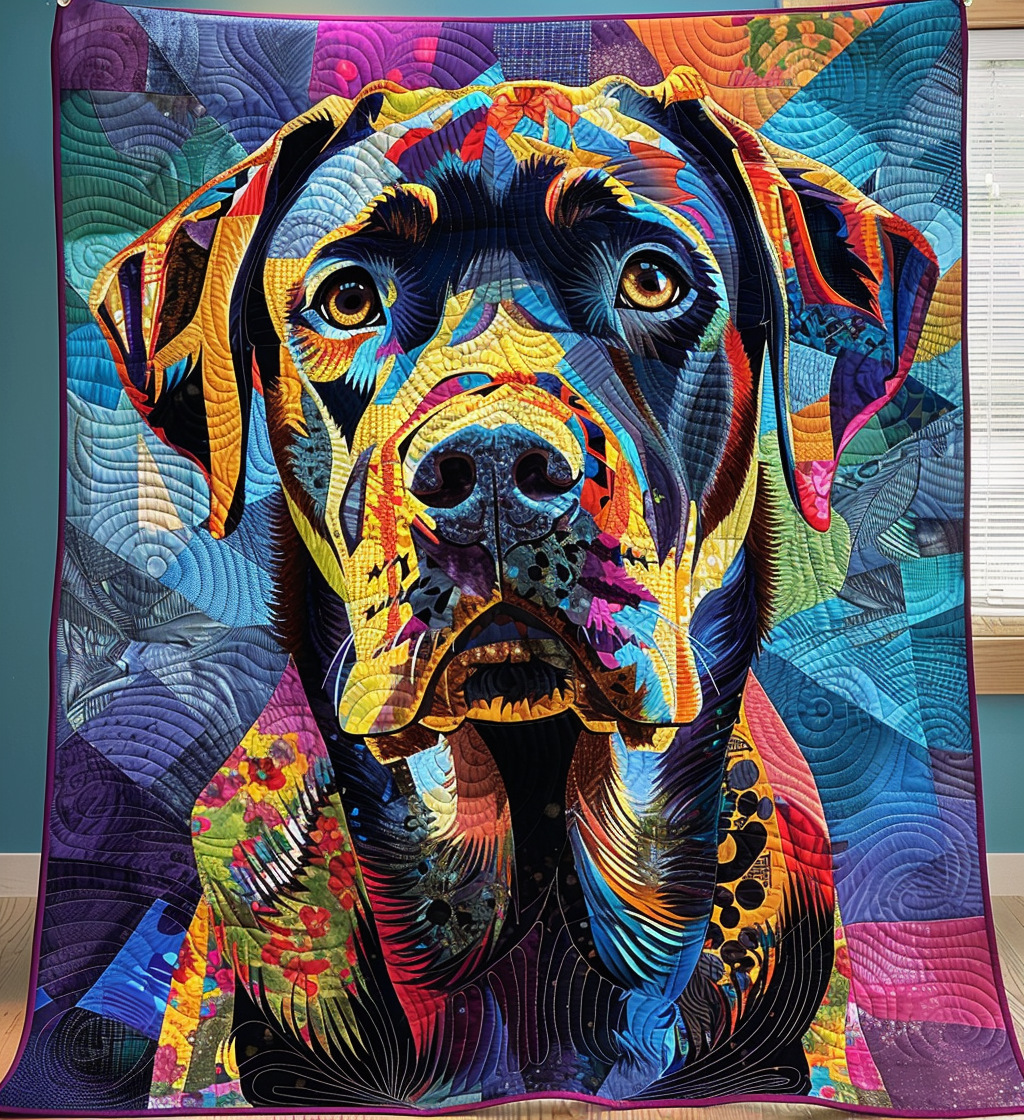 Vibrant Black Lab Dreams Quilted Blanket NCU0DV1637