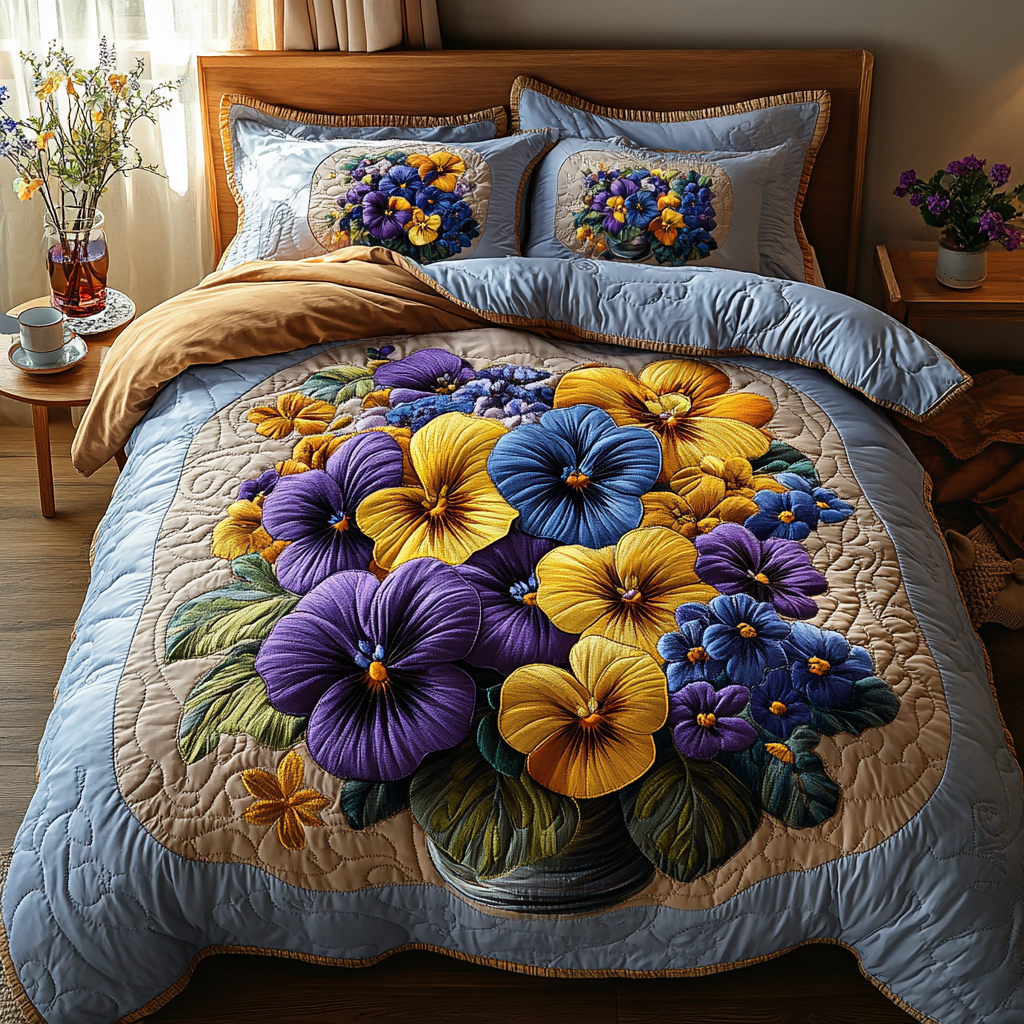 Vibrant Bloom 3-Piece Quilted Bedding Set NCU0DK6690