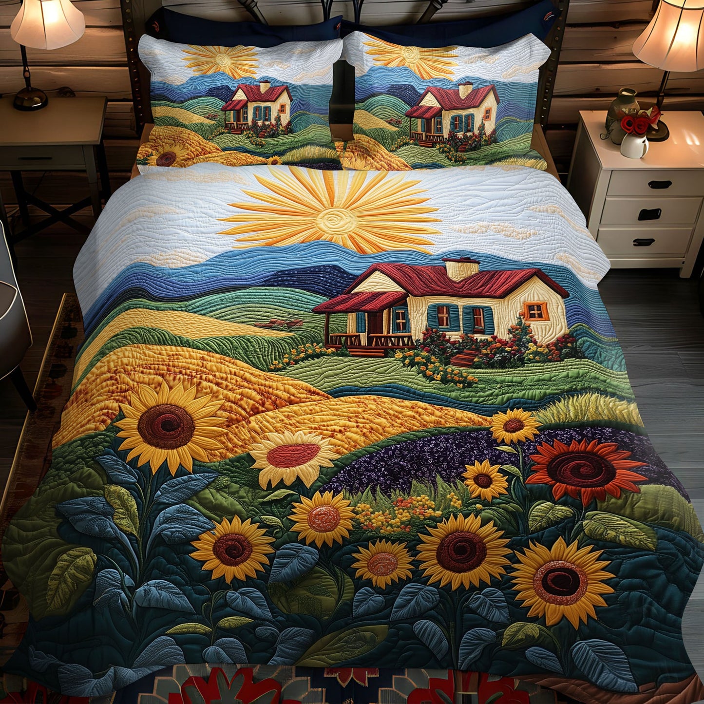 Vibrant Bloom 3-Piece Quilted Bedding Set NCU0PT5789