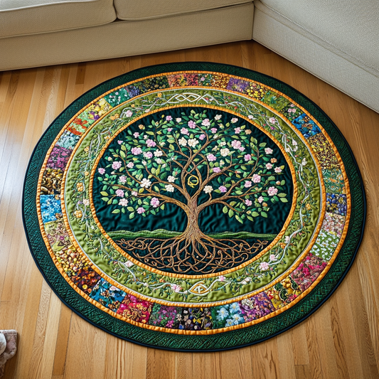 Vibrant Bloom Quilted Round Mat NCU0NT3466