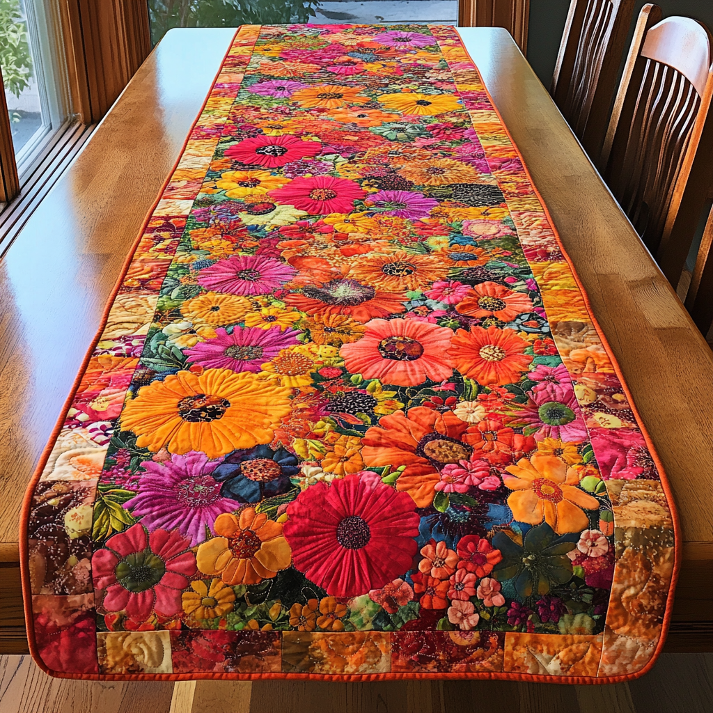 Vibrant Bloom Quilted Table Runner NCU0DK6120