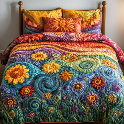 Vibrant Blooms 3-Piece Quilted Bedding Set NCU0VH4548