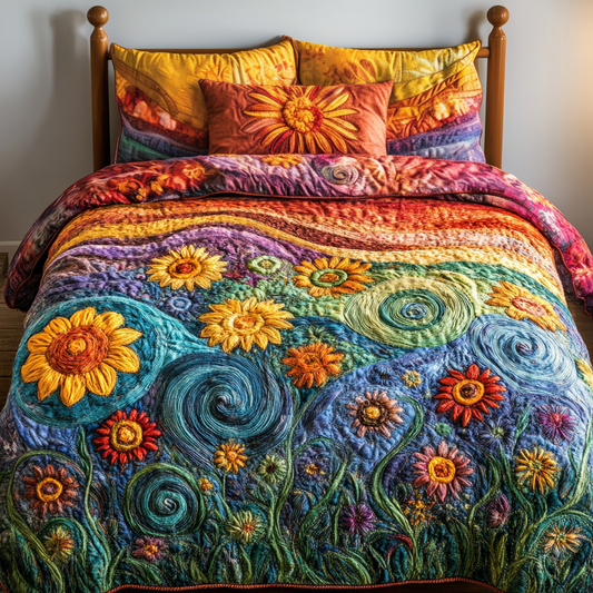 Vibrant Blooms 3-Piece Quilted Bedding Set NCU0VH4548