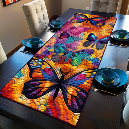 Vibrant Butterflies Quilted Table Runner NCU0VL112