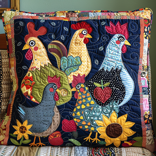 Vibrant Chickens Quilted Pillow Case NCU0TL530