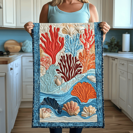 Vibrant Coral Quilted Table Runner NCU0TH2683
