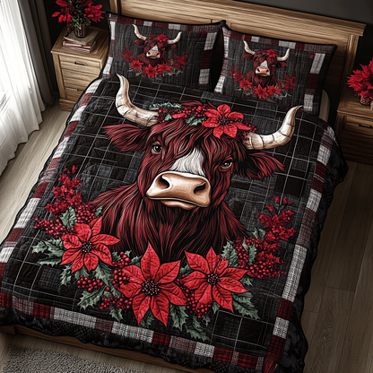 Vibrant Cow 3-Piece Quilted Bedding Set NCU0TL2384