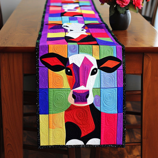 Vibrant Cow Quilted Table Runner NCU0NT6538