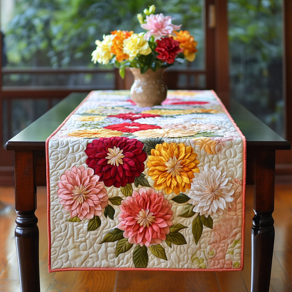 Vibrant Dahlia Garden Quilted Table Runner NCU0NT5210