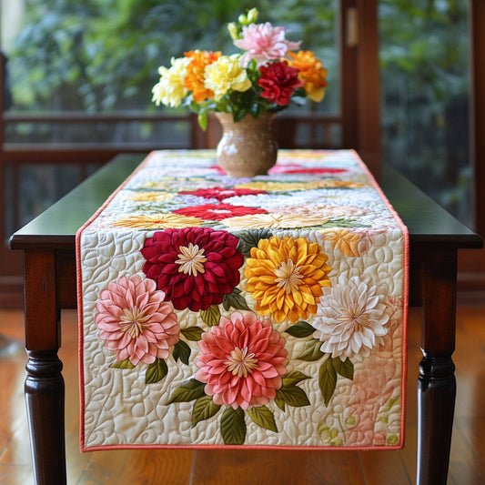 Vibrant Dahlia Garden Quilted Table Runner NCU0NT5210