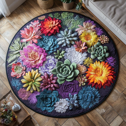 Vibrant Desert Flora Quilted Round Mat NCU0PT4984