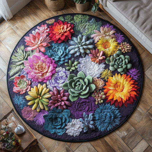 Vibrant Desert Flora Quilted Round Mat NCU0PT4984
