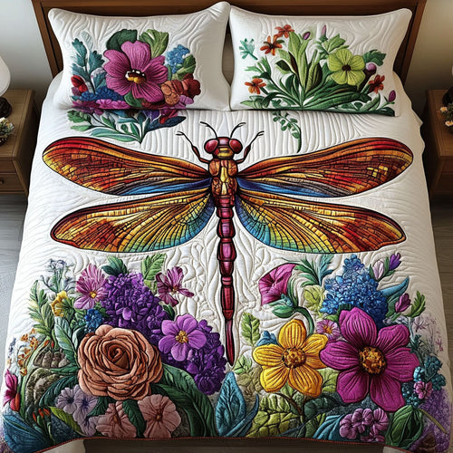 Vibrant Dragonfly 3-Piece Quilted Bedding Set NCU0NT3121