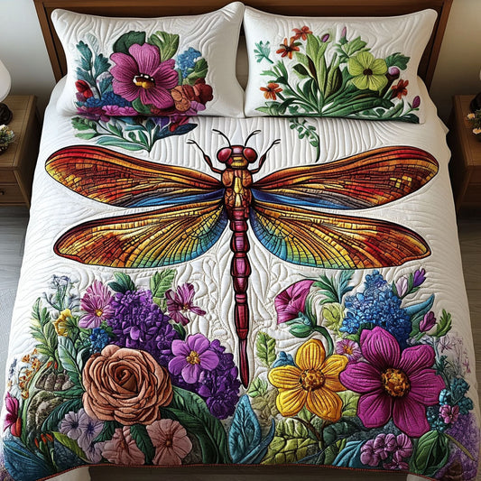 Vibrant Dragonfly 3-Piece Quilted Bedding Set NCU0NT3121