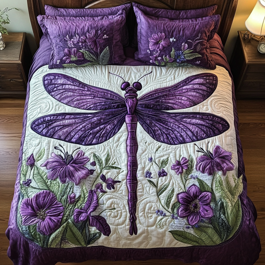 Vibrant Dragonfly 3-Piece Quilted Bedding Set NCU0VH3986