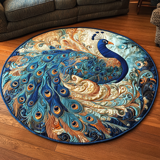Vibrant Feathers Quilted Round Mat NCU0VL1379