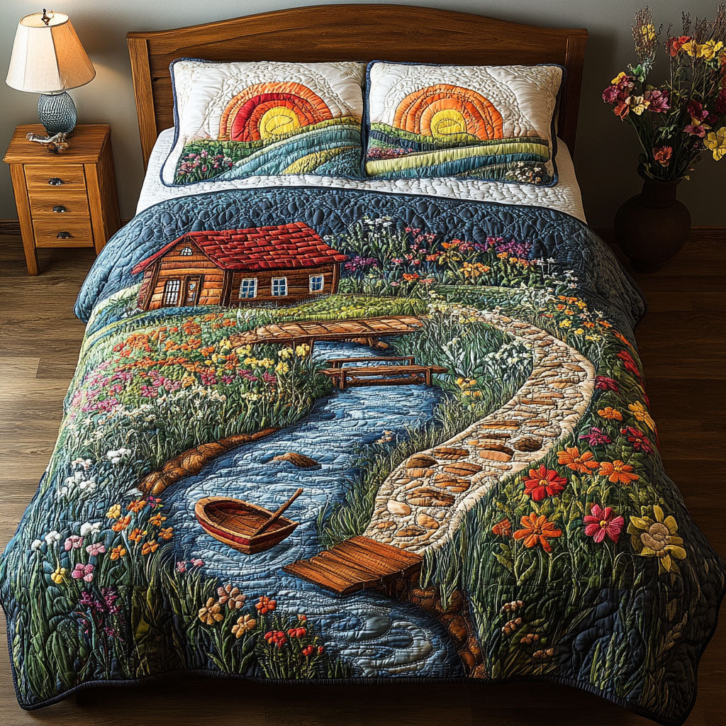 Vibrant Floral Escape 3-Piece Quilted Bedding Set NCU0PT5790