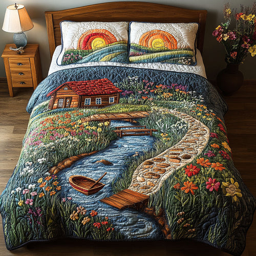 Vibrant Floral Escape 3-Piece Quilted Bedding Set NCU0PT5790